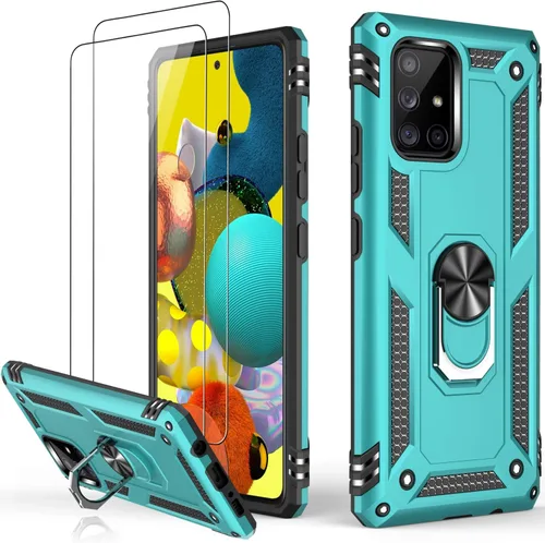 Miniatura 27 de LUMARKE Funda para Galaxy A51 4G con protector de pantalla, supera los 16 pies, probada en caídas, de grado militar, con soporte de anillo Rojo