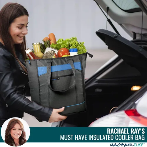 Miniatura 2 de Rachael Ray Chillout Soft Cooler Bag, Large Reusable Insulated Grocery Bag with Zippered Top, Travel Tote for Hot or Cold Food, Grocery Tote Bag