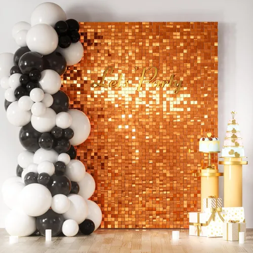 Miniatura 16 de COKAOBE Fondo de pared azul turquesa brillante, 24 piezas de panel de fondo cuadrado de lentejuelas brillantes, fondos de fotos para cumpleaños