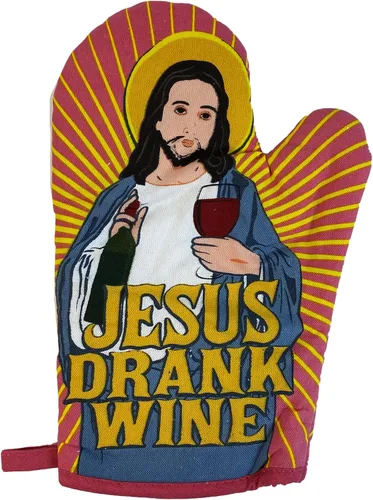 Miniatura 2 de Jesús bebió vino guante de horno divertido religión beber vino amante novedad guante de cocina divertido gráfico ropa de cocina religioso vino
