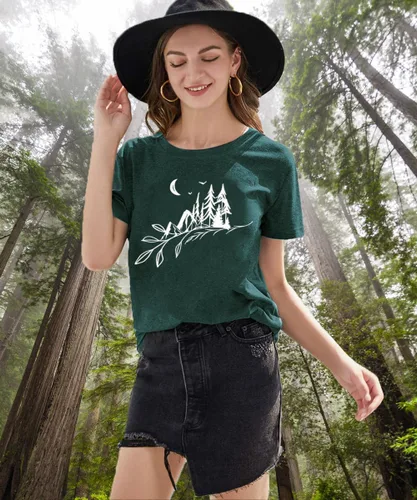 Miniatura 8 de Camisetas sin mangas de senderismo y montaña para mujer, divertidas camisetas de entrenamiento con gráficos de pino y amanecer, camisetas de verano