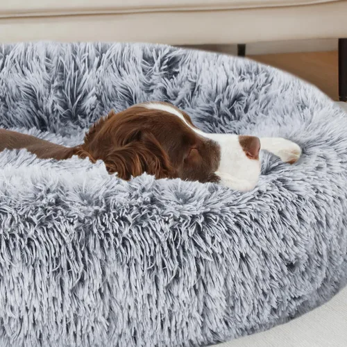 Miniatura 4 de ELSKER&HOME Cama relajante para perros, cama lavable en forma de dona, acolchada y con calentamiento, redonda de 30 pulgadas para perros medianos