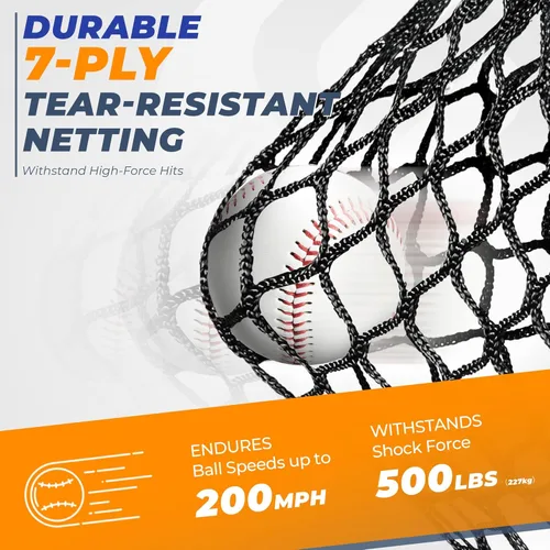 Miniatura 3 de 7 x 7 ft Baseball Net, Baseball Softball Batting Net for Practice Hitting Pitching Fielding, Quick Setup, Portable, with Carry Bag, 4 Ground Stakes