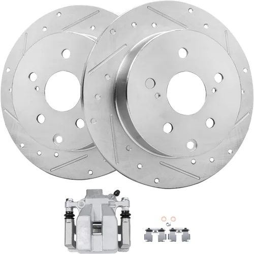 Miniatura 20 de Detroit Axle - Rotores de freno delanteros perforados y ranurados + repuesto de pinza de freno lateral del conductor para Honda Odyssey Acura MDX