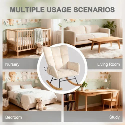 Miniatura 9 de Sillas Mecedoras - Mecedora para habitación del bebé con bolsa de aire, silla mecedora de lectura para interiores, acogedoras sillas mecedoras