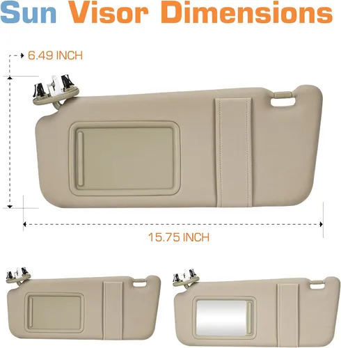 Miniatura 5 de Parasol para el lado izquierdo del conductor y del pasajero derecho con techo corredizo y luz para Toyota Camry 2007 2008 2009 2010 2011, repuesto