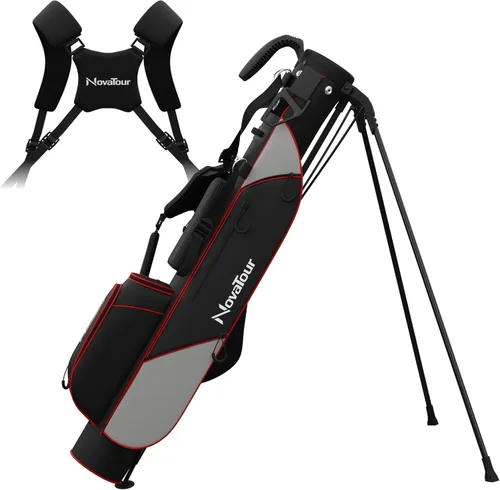 Miniatura 9 de Bolsa de golf ultraligera Premium Par 3 con doble correa, 6 bolsillos con cremallera para campos ejecutivos y par 3
