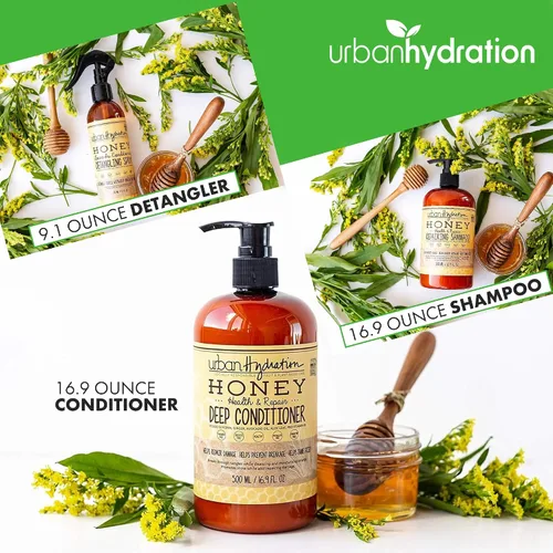 Miniatura 5 de Urban Hydration Honey Health and Repair - Juego de champú, acondicionador y desenredante Sin sulfatos, parabenos ni tintes, limpia, desenreda