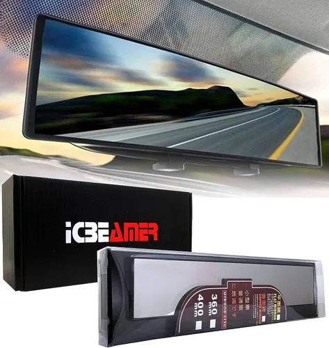 Miniatura 8 de Espejo retrovisor ICBEAMER de 9.4 pulgadas con clip Tinte azul convexo, vidrio panorámico de gran angular HD, antirreflejo, ajuste universal