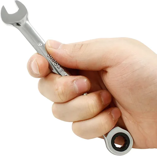 Miniatura 5 de Jiozermi Llave combinada de trinquete de 0.354 in, llave de trinquete métrica de 72 dientes SAE 12 puntos de trinquete de caja terminada herramientas