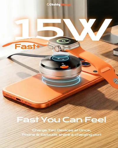 Miniatura 4 de Estación de carga inalámbrica compacta 3 en 1 para iPhone, Apple Watch y AirPods, cargador de viaje plegable magnético con cable USB-C retráctil