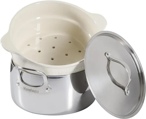 Miniatura 9 de Bloomhouse Horno holandés de aluminio de calibre pesado de 6 cuartos de galón con interior de cerámica antiadherente no tóxico e inserto de vapor