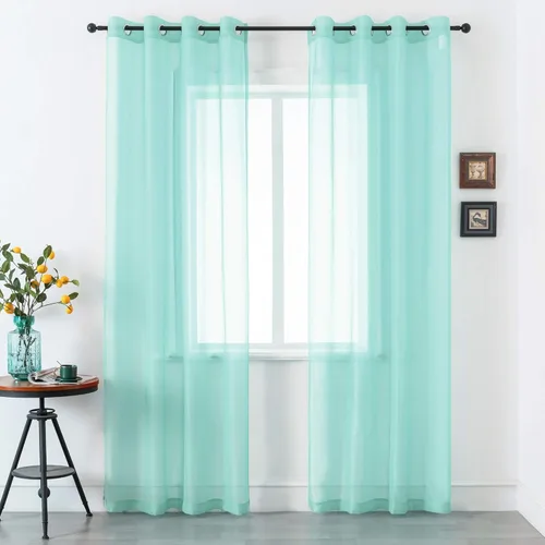 Miniatura 44 de DUALIFE Cortinas Amarillas de 72 Pulgadas de Largo para Dormitorio Juego de 2 Paneles con Ojales Ventana Semi Voile Filtrado de Luz Cortinas