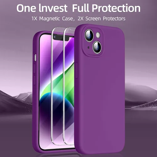Miniatura 8 de Dssairo Funda magnética para iPhone 14, con 2 protectores de pantalla, silicona líquida mejorada, protección de cámara mejorada, protección