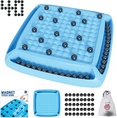 Miniatura 7 de Juego Magnético, Juego de Mesa Magnético Familiar para Niños y Adultos, Juego de Mesa de Ajedrez para Noche de Juegos 2-4 Jugadores (Azul)