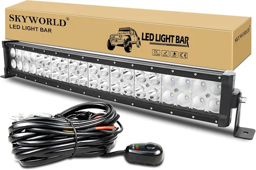 SKYWORLD Barra de luz LED curvada de 22 pulgadas, 120 W, ultra delgada, haz combinado de inundación, luces de trabajo LED, lámpara antiniebla de
