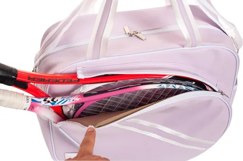 Miniatura 7 de Remobia Hicol Bolso deportivo grande de piel sintética púrpura para mujer, bolsa de hombro para raqueta de tenis, bolsa de mano de tenis para 2