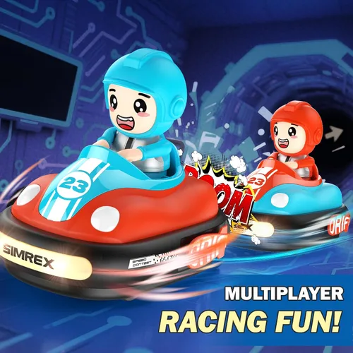 Miniatura 4 de SIMREX Juego de autos de parachoques RC para 2 jugadores para niños de 3 años en adelante, autos de batalla con control remoto con luces LED, música