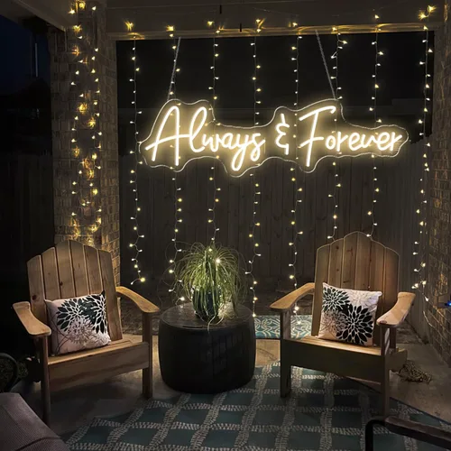 Miniatura 4 de Letrero de neón con texto en inglés "Always and Forever" (Always and Forever) - Letrero de neón grande de 26 pulgadas para decoración de pared