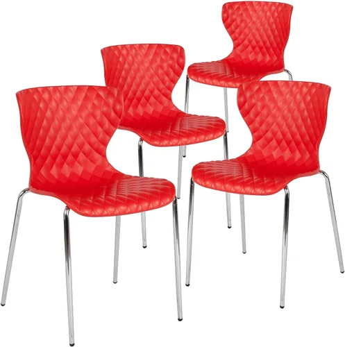 Miniatura 11 de Flash Furniture Lowell Silla apilable de plástico negro con asiento en cascada