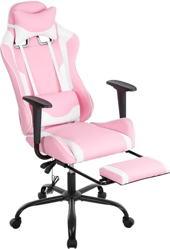 Miniatura 10 de Silla ergonómica para juegos para adultos, silla de escritorio ajustable con respaldo alto y soporte lumbar y reposapiés, silla de oficina de cuero