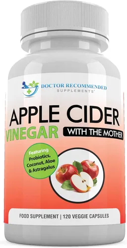 Cápsulas de vinagre de sidra de manzana (120 cápsulas vegetales) Suplemento orgánico ACV con probióticos - 1500 mg por porción - Apoya el bienestar