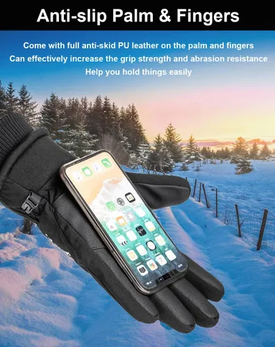 Miniatura 3 de SUJAYU Guantes de invierno para hombres y mujeres, guantes de pantalla táctil, guantes de motos de nieve, guantes de esquí, guantes de snowboard