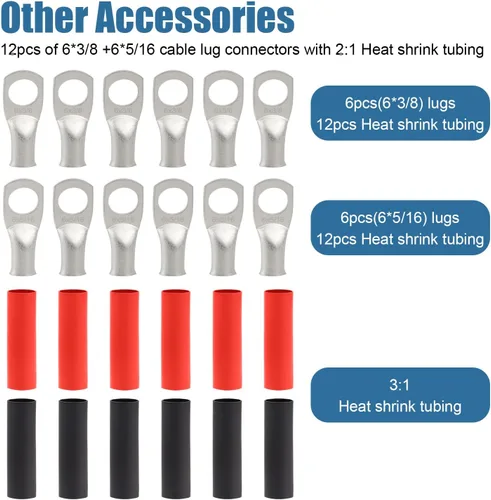 Miniatura 4 de Cable de alimentación de batería de 8 AWG - 5 pies rojo + 5 pies negro, cable de soldadura flexible de calibre 8 de alambre de cobre OFC