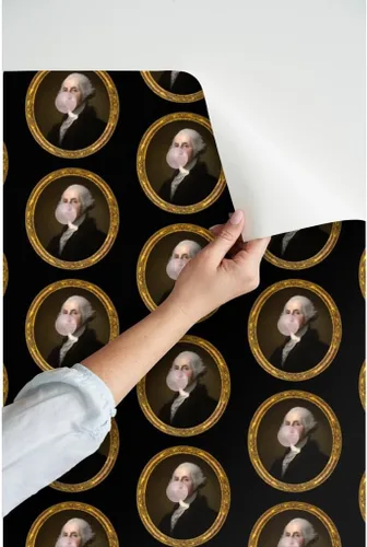 Miniatura 3 de Spoonflower Papel tapiz para despegar y pegar - George Washington Bubble Gum Historia de la Biblioteca Histórica Divertida Histórica Papel pintado