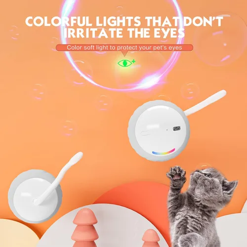 Miniatura 5 de Pelota interactiva mejorada de juguetes para gatos de interior – La pelota para gatos cuenta con activación táctil y por voz, 2 ajustes de velocidad