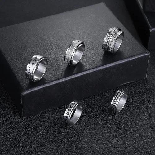 Miniatura 4 de Magitaco Anillos giratorios de acero inoxidable, anillos para ansiedad, anillos de ansiedad para mujeres y hombres