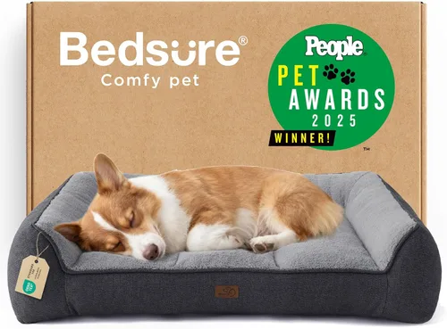 Miniatura 25 de Bedsure Cama ortopédica para perros de tamaño mediano, camas extra gruesas de apoyo para perros medianos con funda impermeable lavable, cómodo sofá