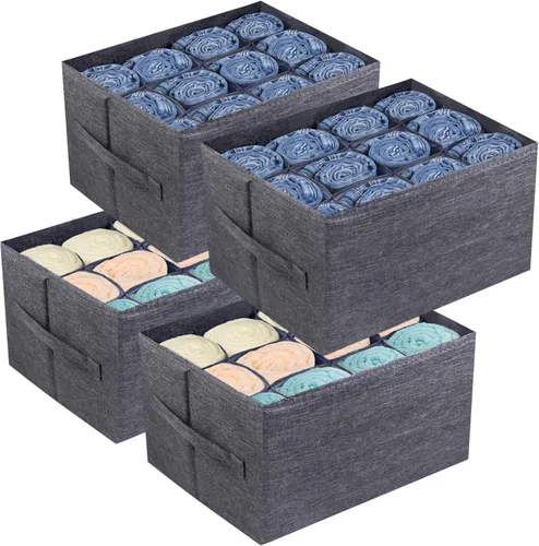 EASEVE 4 organizadores de armario y contenedores de almacenamiento para ropa, 12 cajones de celda, caja de almacenamiento de rejilla para jeans,