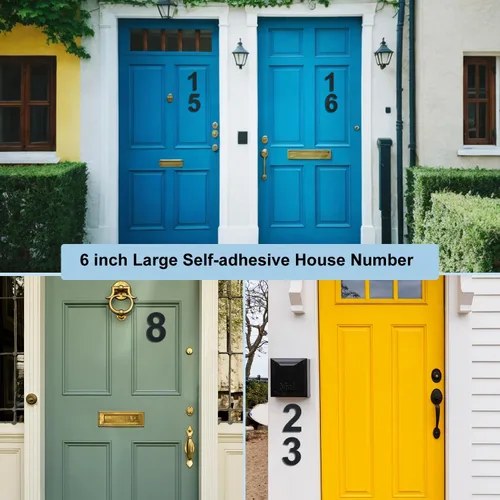 Miniatura 5 de Números de casa autoadhesivos – Números de puerta de acero inoxidable de 6 pulgadas para exteriores – Número de casa grande y moderno, número