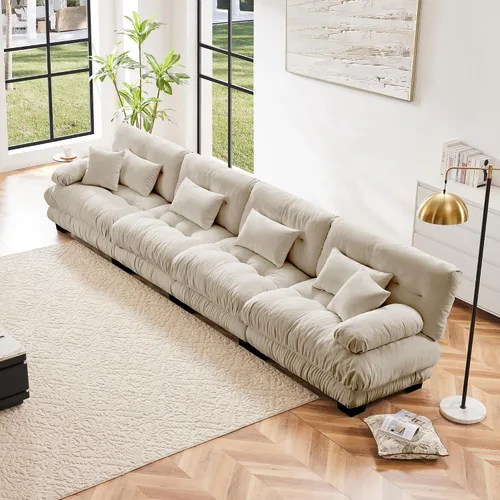 Miniatura 87 de Otomana beige para sofá modular modular, sofá individual, asiento otomano para sofá modular convertible, sofás de terciopelo para sala de estar