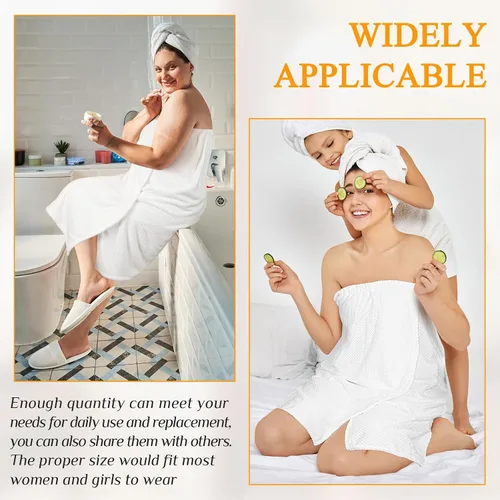 Miniatura 5 de Tigeen 2 Pcs Towel Wrap for Women Lightweight Spa Robe with Adjustable Closure Elastic Top Soft Bathrobe Spa Wrap