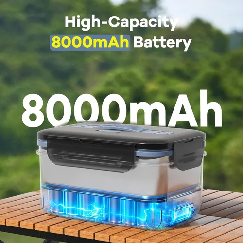 Miniatura 9 de Monteka Fiambrera eléctrica inalámbrica para adultos, calentador de alimentos portátil recargable de 1.8L, lonchera calentada, regalos de elefante