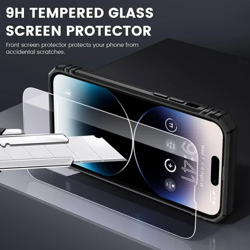 Miniatura 5 de Maxdara Funda para iPhone 14 Pro Max, con cubierta deslizante para cámara y soporte giratorio de 360° integrado y protector de pantalla de vidrio