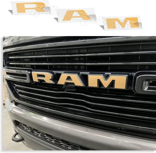 Miniatura 26 de Reflective Concepts -Calcomanía superpuesta de emblema de rejilla RAM, color amarillo brillante