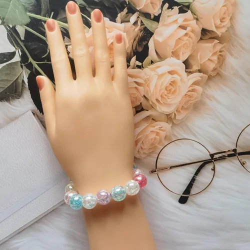 Miniatura 3 de 200 piezas de cuentas de cristal acrílico de colores redondas, cuentas de vidrio agrietado, dijes para hacer joyas, pulseras, aretes, collares