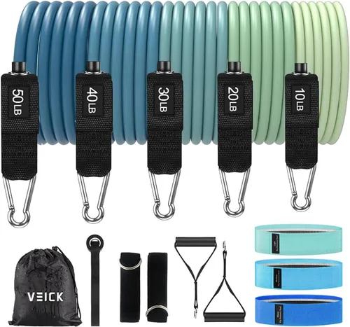 Miniatura 25 de VEICK Bandas de resistencia, bandas de ejercicio, bandas de entrenamiento, bandas de resistencia para entrenar con asas para hombres y mujeres