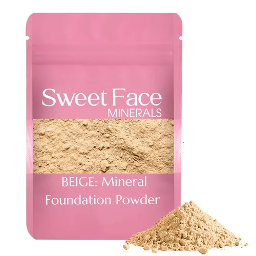 Sweet Face Minerals - Recambio de polvo de base (BEIGE) (bolsa de 0.42 oz) por Sweet Face Minerals, polvo de maquillaje ligero y mineral suelto con