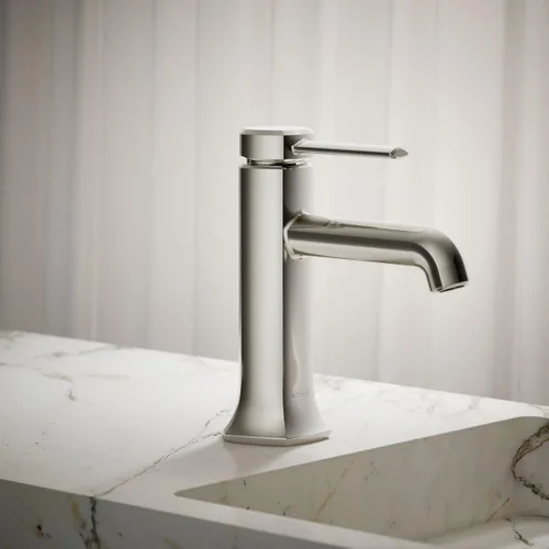Miniatura 2 de KOHLER 27000-4N-SN - Grifo de baño de un solo mango con montaje de drenaje emergente, grifo de lavabo de baño de un agujero, 0.5 gpm, níquel pulido