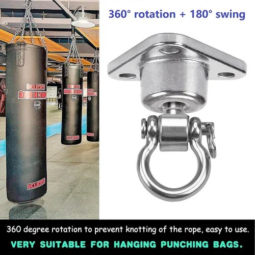 Miniatura 6 de Silent Bearing Swing Hanger resistente, a prueba de óxido SUS, capacidad de 1500 libras, rotación de 360 grados, patio de recreo, porche, yoga