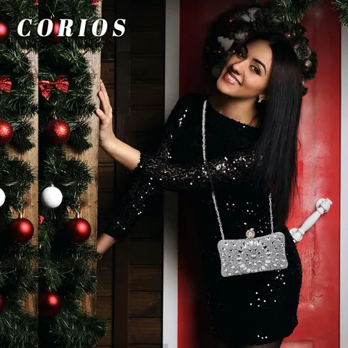 Miniatura 2 de Bolso de noche de diamantes de imitación para mujer, bolso de mano multicolor de lujo, bolso de boda nupcial
