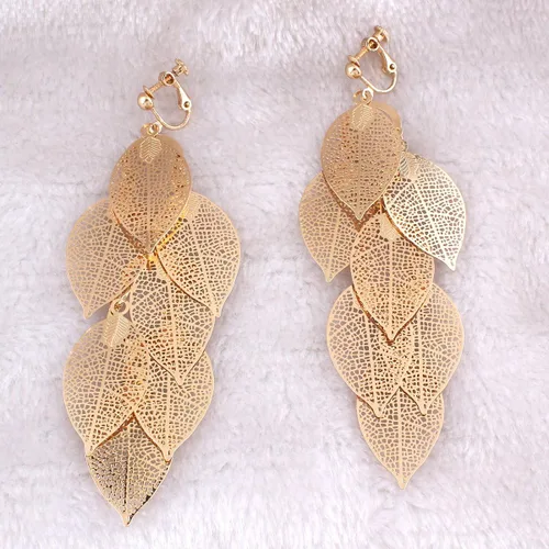 Miniatura 2 de Grace Jun - Aretes colgantes de varias capas hechos a mano con clip para mujer, no se necesitas tener las orejas perforadas