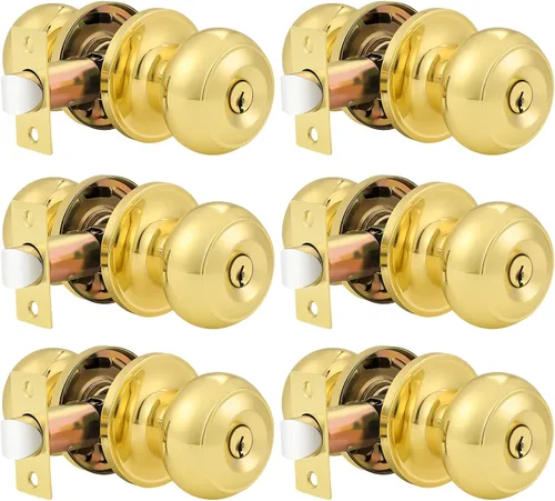 Miniatura 23 de Probrico - Paquete de 3 perillas redondas de níquel satinado para puerta de entrada, con llaves iguales, puerta exterior e interior, delantera