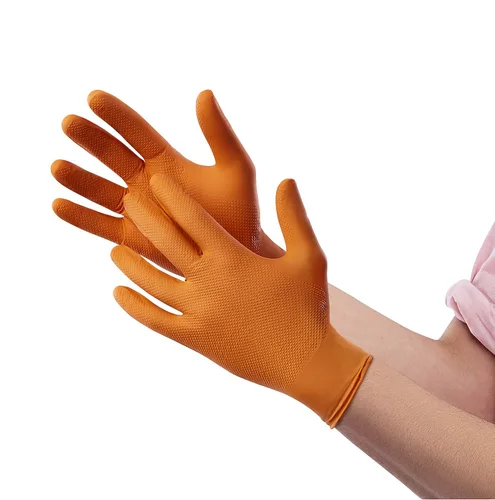 Miniatura 2 de Venom Steel Guantes de nitrilo naranja, 8 mil de grosor, 50 unidades, guantes desechables texturizados de máximo agarre, resistentes a pinchazos