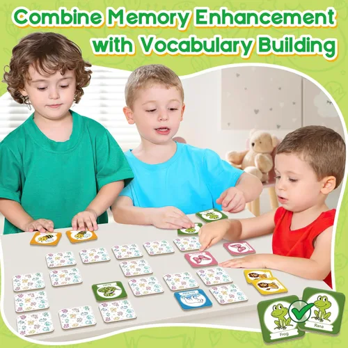 Miniatura 4 de Edulok Juego de tarjetas de memoria, juego de partidos para niños pequeños, aprender español para niños, tarjetas flash bilingües, juguetes