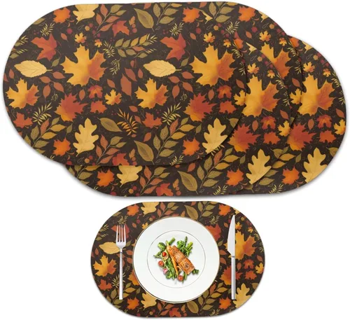 Miniatura 34 de Blue Flower Dining Table Mats Set of 2 Hummingbird Heat Resistant Placemats Washable and Wipeable Non Slip Place Mat, Waterproof Modern Dining Table